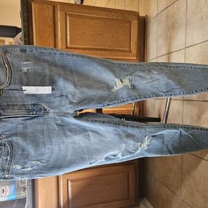 Womens's Distressed Blue Jeans High Rise